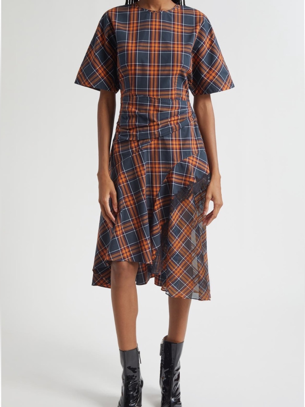 Phillip Lim Plaid Mix Draped Dress